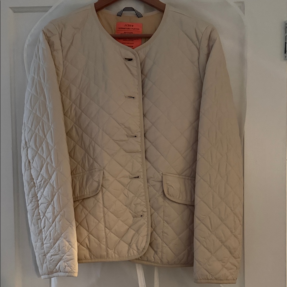 J. Crew Women's Beige Quilted Puffer Jacket